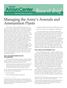 Research B rief Managing the Army’s Arsenals and Ammunition Plants