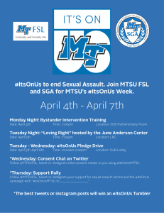 April 4th - April 7th and SGA for MTSU’s #ItsOnUs Week.