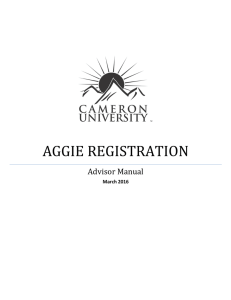 AGGIE REGISTRATION Advisor Manual March 2016