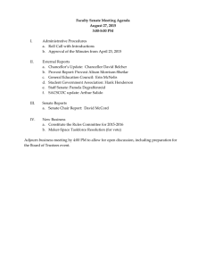 Faculty Senate Meeting Agenda August 27, 2015 3:00-5:00 PM