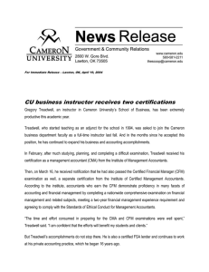 CU business instructor receives two certifications
