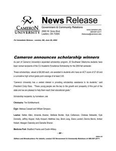 Cameron announces scholarship winners