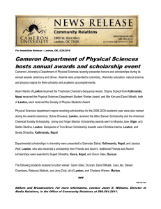 Cameron Department of Physical Sciences hosts annual awards and scholarship event