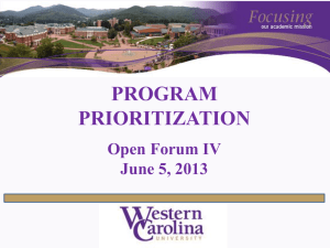 PROGRAM PRIORITIZATION Open Forum IV