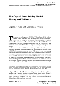 The Capital Asset Pricing Model: Theory and Evidence R.  French