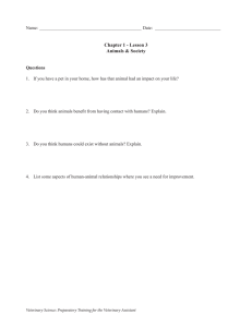 Chapter 1 - Lesson 3 Animals &amp; Society