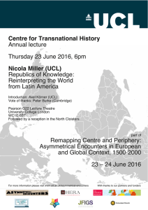 Centre for Transnational History Annual lecture Thursday 23 June 2016, 6pm