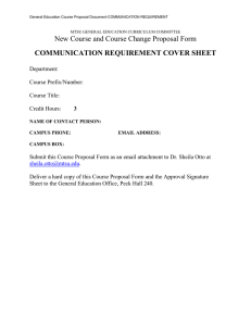 New Course and Course Change Proposal Form COMMUNICATION REQUIREMENT COVER SHEET