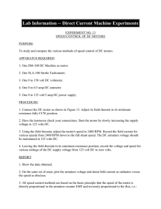 Lab Information -- Direct Current Machine Experiments