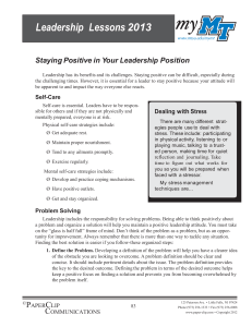 Leadership  Lessons 2013  Staying Positive in Your Leadership Position