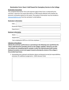 Nomination Form: Dean’s Staff Award for Exemplary Service to the...