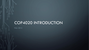 COP4020 INTRODUCTION FALL 2015