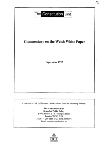 Commentary on the Welsh White Paper September 1997 The
