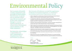 Environmental Policy The University of Warwick