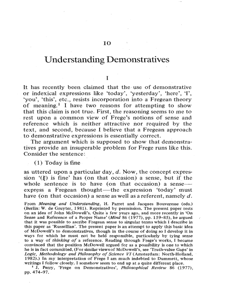 Understanding Demonstratives