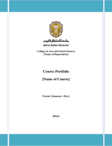 Course Portfolio [Name of Course] College of Arts and Social Sciences