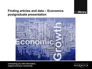 Finding articles and data – Economics postgraduate presentation connecting you with information,