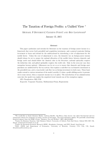 The Taxation of Foreign Pro…ts: a Uni…ed View ¤ Michael P.Devereux