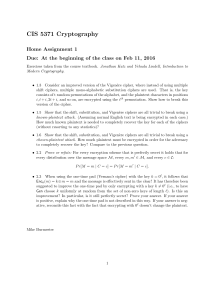Cryptography Home Assignment: Classical Ciphers & Perfect Secrecy