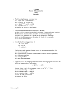 Theory of Computation Final Exam Examples