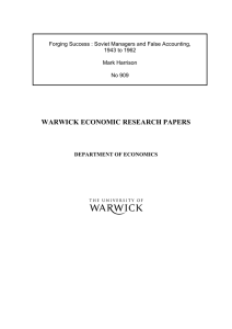 WARWICK ECONOMIC RESEARCH PAPERS  1943 to 1962