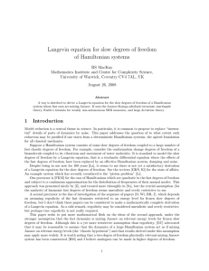 Langevin equation for slow degrees of freedom of Hamiltonian systems