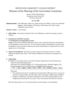 Minutes of the Meeting of the Curriculum Committee