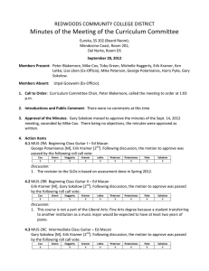 Minutes of the Meeting of the Curriculum Committee  REDWOODS COMMUNITY COLLEGE DISTRICT 