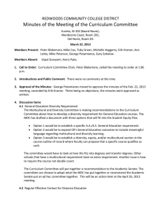 Minutes of the Meeting of the Curriculum Committee  REDWOODS COMMUNITY COLLEGE DISTRICT 