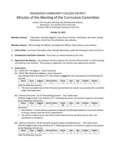 Minutes of the Meeting of the Curriculum Committee  REDWOODS COMMUNITY COLLEGE DISTRICT 