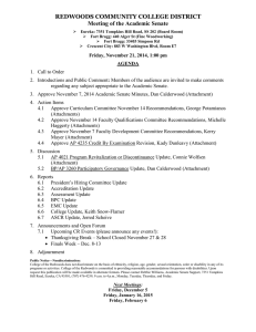 REDWOODS COMMUNITY COLLEGE DISTRICT Meeting of the Academic Senate