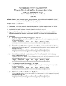 Minutes of the Meeting of the Curriculum Committee Office E7