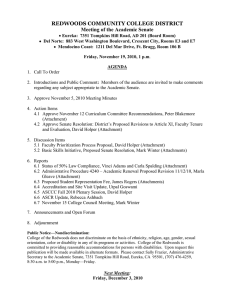 REDWOODS COMMUNITY COLLEGE DISTRICT Meeting of the Academic Senate