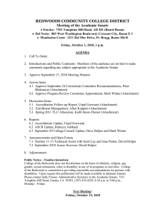REDWOODS COMMUNITY COLLEGE DISTRICT Meeting of the Academic Senate