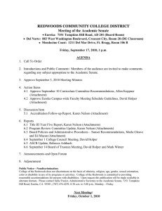 REDWOODS COMMUNITY COLLEGE DISTRICT Meeting of the Academic Senate