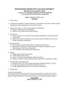 REDWOODS COMMUNITY COLLEGE DISTRICT Meeting of the Academic Senate