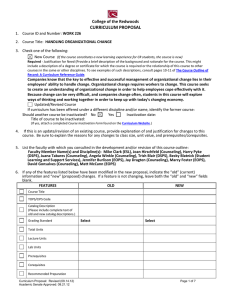 CURRICULUM PROPOSAL College of the Redwoods WORK 226