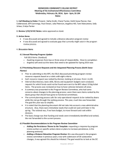 REDWOODS COMMUNITY COLLEGE DISTRICT  Meeting of the Institutional Effectiveness Committee  Wednesday, February 26, 2014,  3pm ‐ 5pm, SS 104 
