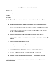 Possible questions for Committee Self‐Evaluation    Employee type__  Faculty status__ 