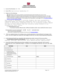 CURRICULUM PROPOSAL College of the Redwoods AG 44B