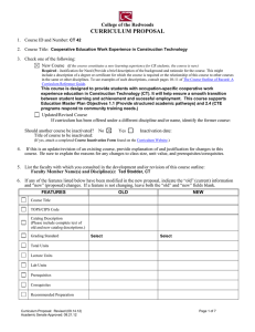 CURRICULUM PROPOSAL College of the Redwoods 1.  Course ID and Number: