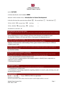 Selected Topics Courses 02/16/05 DM99