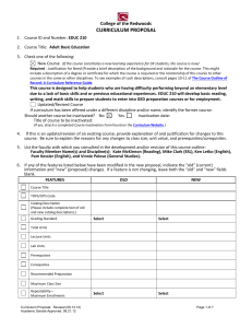 CURRICULUM PROPOSAL College of the Redwoods EDUC 210