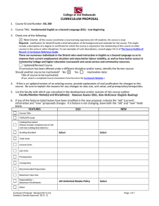 CURRICULUM PROPOSAL College of the Redwoods 1.  Course ID and Number: