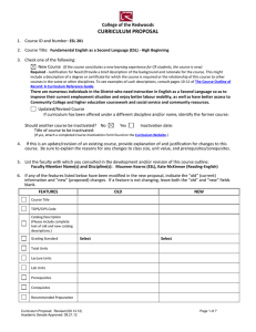 CURRICULUM PROPOSAL College of the Redwoods 1.  Course ID and Number: