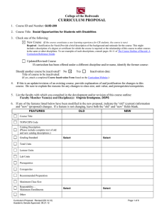 CURRICULUM PROPOSAL College of the Redwoods 1.  Course ID and Number: