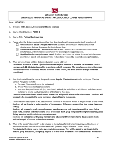 College of the Redwoods  CURRICULUM PROPOSAL FOR DISTANCE EDUCATION COURSE Revision DRAFT