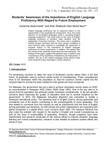 English Proficiency & Employment: Student Awareness in Malaysia