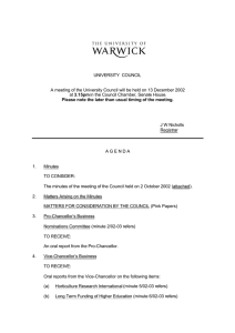 UNIVERSITY  COUNCIL 3.15pm J W Nicholls