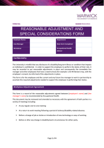 REASONABLE ADJUSTMENT AND SPECIAL CONSIDERATIONS FORM Confidentiality